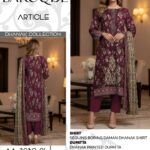 Baroque Dhanak Collection - Maroon & Olive Floral Unstitched 3-Piece Suit