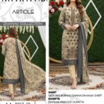 Maria B. Dhanak Collection - Classic Beige Floral Unstitched 3-Piece Suit
