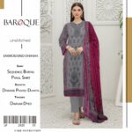Baroque Embroidered Dhanak Unstitched 3-Piece Suit with Printed Dupatta