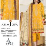 Asim Jofa Vibrant Yellow Embroidered Lawn 3-Piece Suit with Printed Dupatta