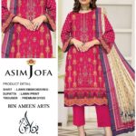 Asim Jofa Vibrant Pink Embroidered Lawn 3-Piece Suit with Printed Dupatta