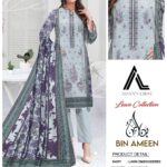 Adan's Libas Lawn Collection - Elegant Light Grey Embroidered 3-Piece Suit