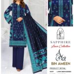 Sapphire Lawn Collection - Deep Blue Embroidered 3-Piece Suit with Floral Prints