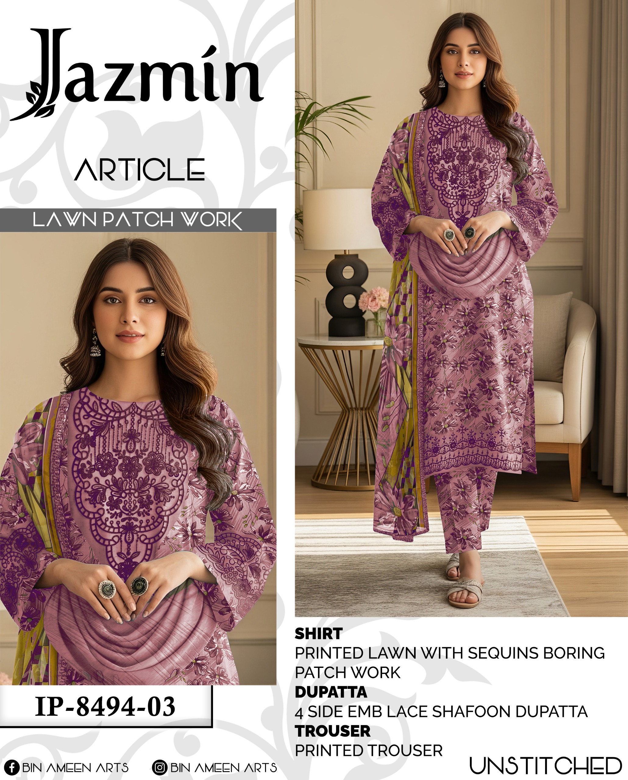 WhatsApp Image 2026-02-13 at 4.46.02 PM Jazmin Unstitched 3-Piece Lawn Suit - Image 1